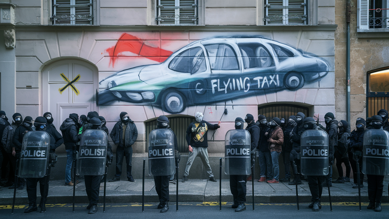 Fransızlar bu kez uçan taksileri protesto etti