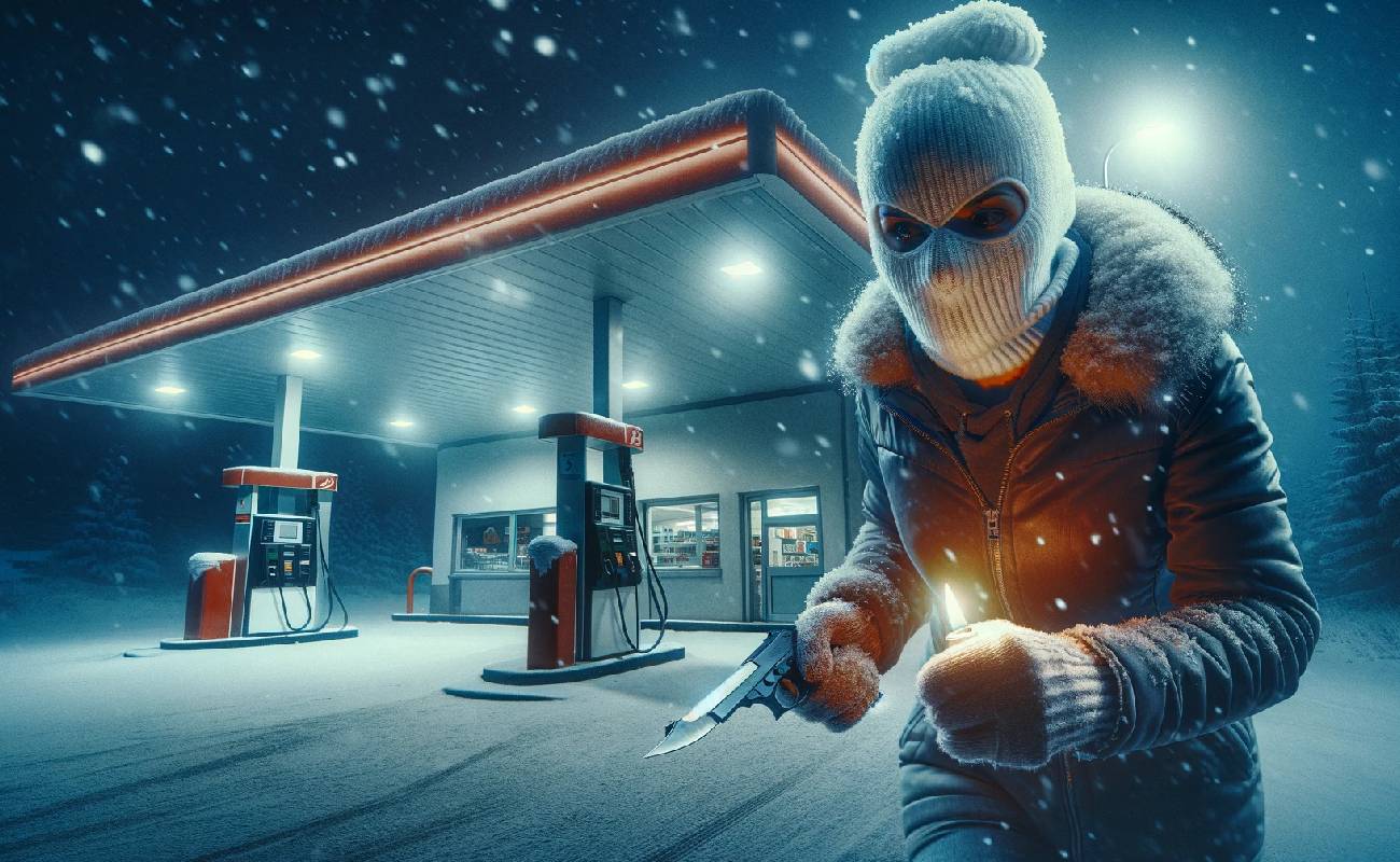 Kar maskeli kadın benzin istasyonunu soydu