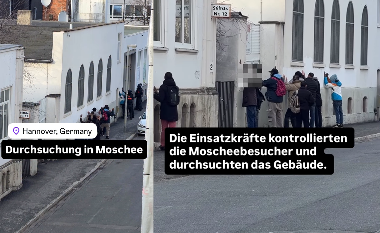 Almanya'da polis ibadet edenleri camiden çıkarıp duvara dizdi