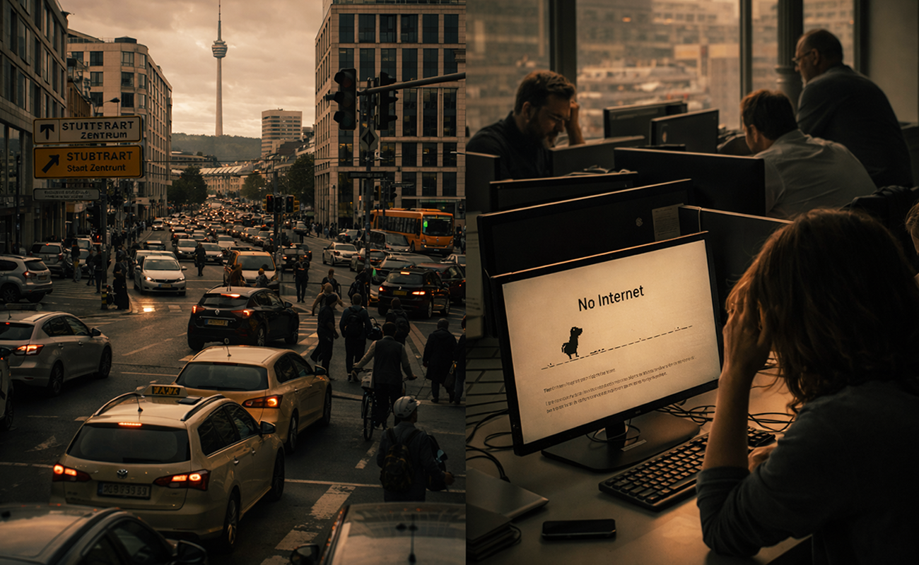 Stuttgart’ta geniş çaplı elektrik kesintisi: Trafik ışıkları devre dışı, internet kesintisi