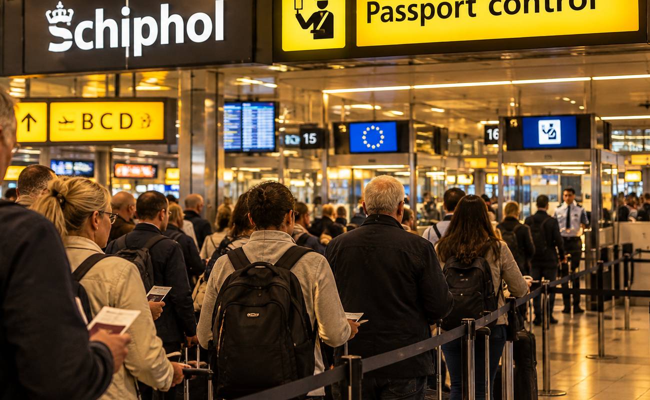Türk yolcular da etkilendi! Schipol'de pasaport kuyruğu 2 saate yaklaştı...